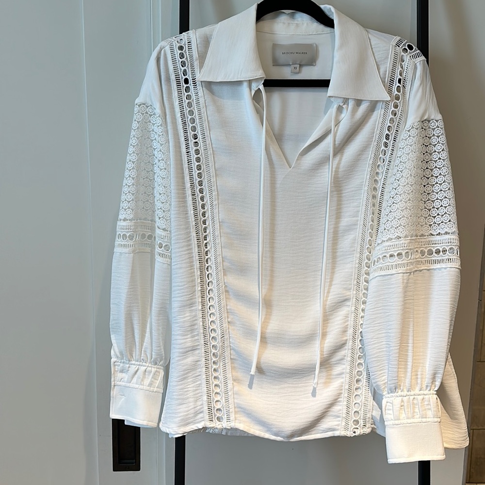Brochu Walker silk blouse, white, XS